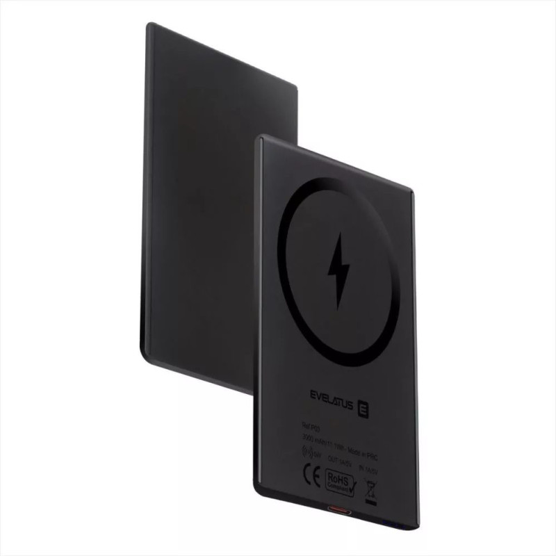 Evelatus 3000mAh Power Bank Super Slim With Wireless charging EVEP03PBSSB Black