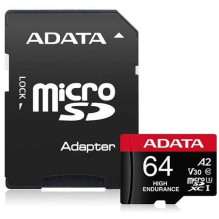 „Adata High Endurance“ 64 GB „micro SDXC“ 10 klasės kortelė + adapteris