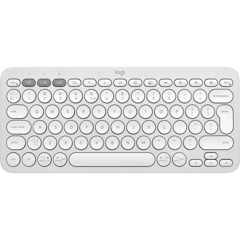 „Logitech K380s Pebble Keys 2“ (JAV), baltos spalvos