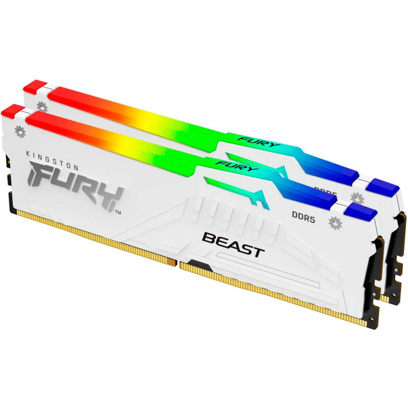 „Kingston Fury Beast RGB White“ 2x32GB DDR5 6000MHz DIMM KF560C30BWEAK2-64 atmintis