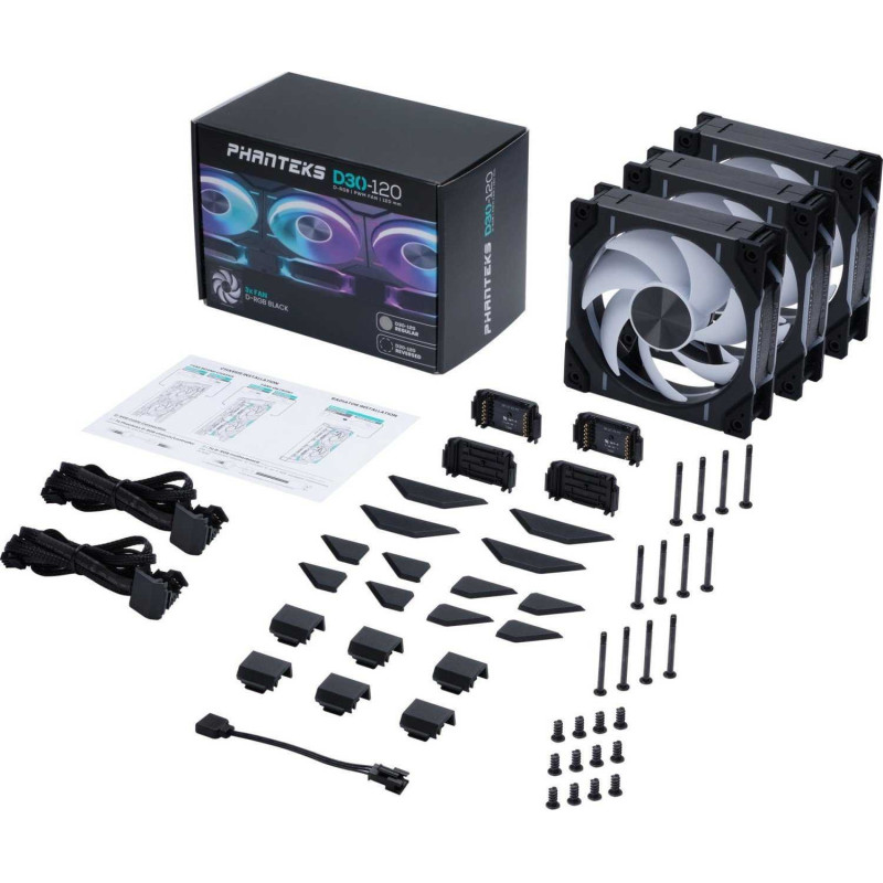 Phanteks D30-120 D-RGB 3-pack 120 mm Case Fan PH-F120D30_DRGB_PWM_BK01_3P