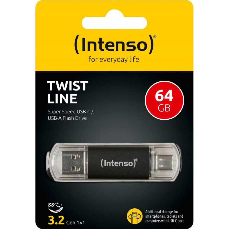 Intenso 64GB USB 3.2 atmintinė, su dviem USB atmintinėmis