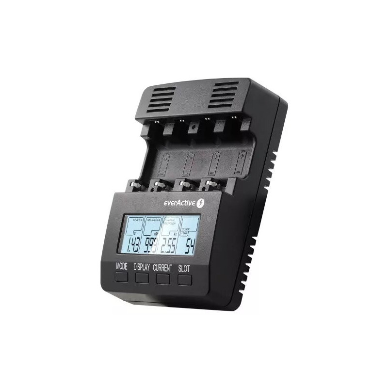 Lādētājs everActive NC-3000 — universāls AA / AAA / C / D (4 šūnas) melns, 100-240V
