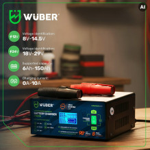Microprocessor-controlled car battery charger 10 A 6-150 Ah 2-24 V W14018 WUBER