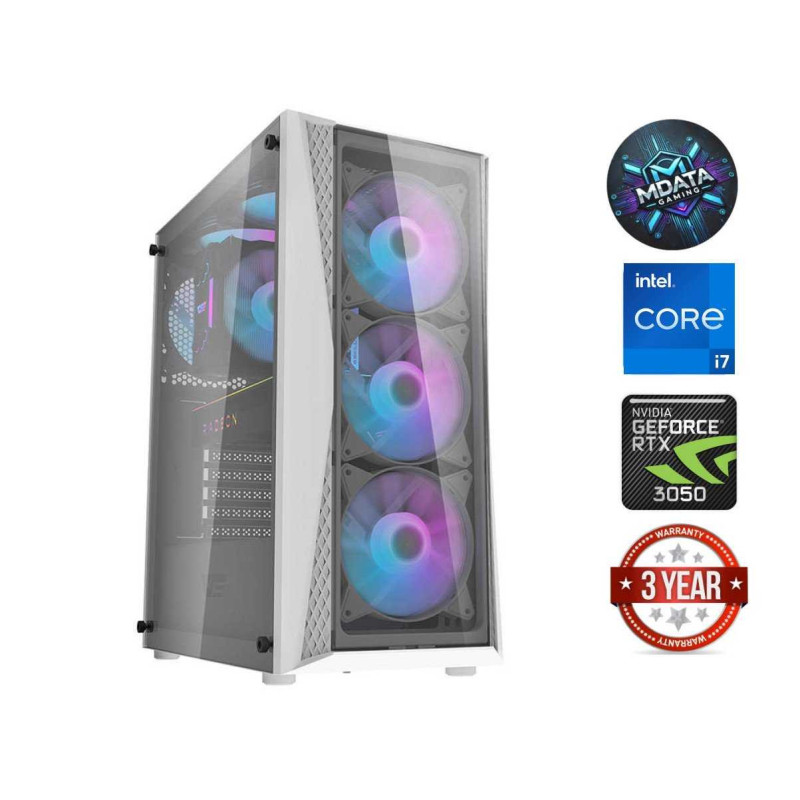 MDATA GAMING i7-12700KF 32GB 1TB SSD 1TB HDD RTX 3050 Windows 11 Balta
