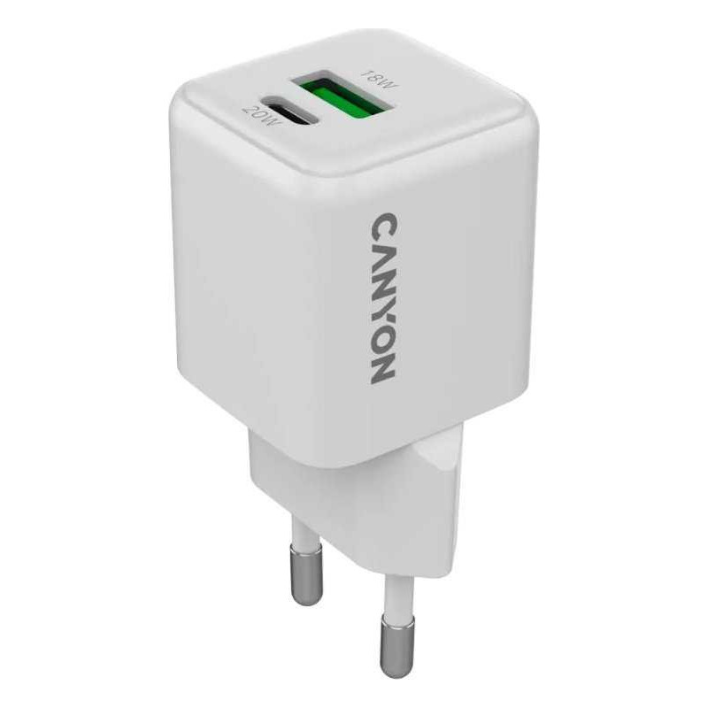 Canyon charger CU20AC GaN 20W 1xPD 1xQC EU White