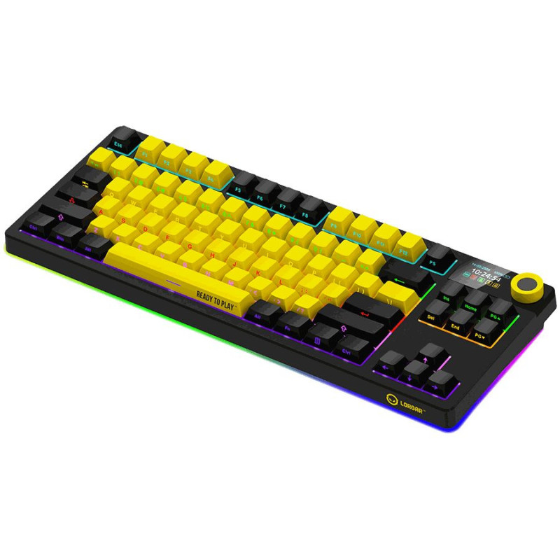 Lorgar KBP70TKLW, belaidė TKL mechaninė žaidimų klaviatūra Pro juoda / geltona