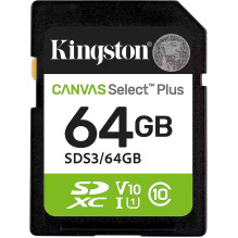 „Kingston“ 64 GB SDXC „Canvas Select Plus“ Gen3 SDS3 / 64 GB