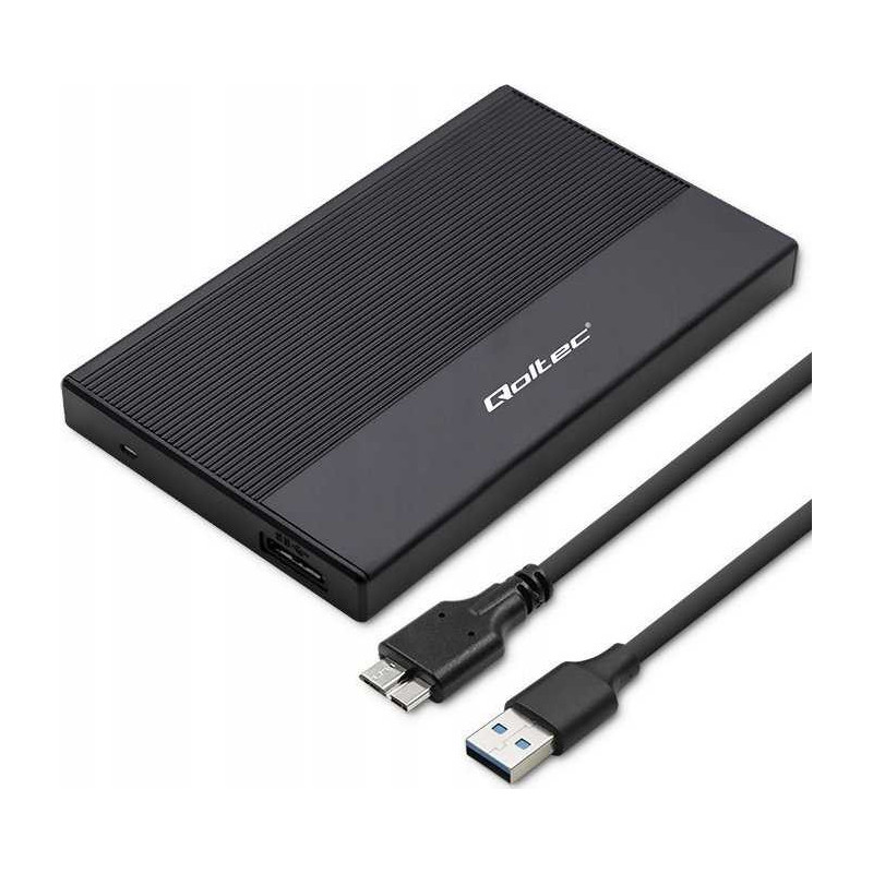 Qoltec Aluminum Enclosure 2.5" SATA USB 3.0 Black 52277