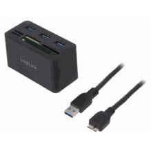„Logilink CR0042“ USB 3.0 šakotuvas su „viskas viename“ kortelių skaitytuvu „Logilink CR0042“ USB 3.0 šakotuvas su „viskas viename“ kortelių skaitytuvu