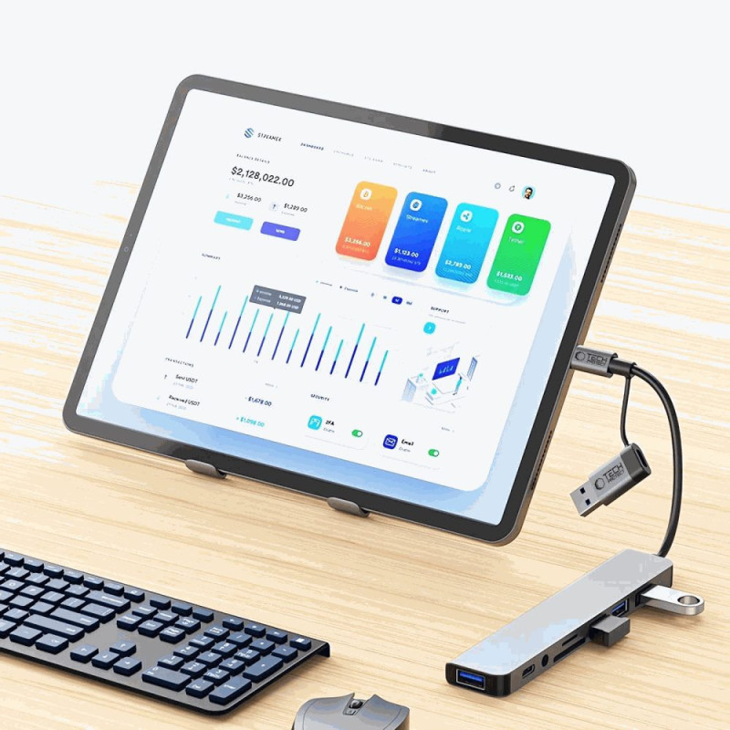 „Tech-Protect Hub HB06 8in1“ USB-C SD / TF jungtimi