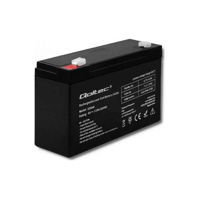 Qoltec AGM battery 6V 12Ah