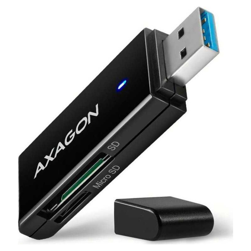 „Axagon CRE-S2N“ išorinis kortelių skaitytuvas USB 3.2, juodas