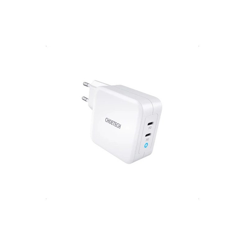 Lādētājs CHOETECH GaN 2x USB-C 100W PD, modelis PD6008