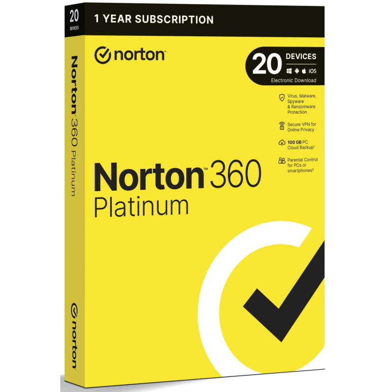 NORTON 360 Platinum 100GB Anti-Virus 20PC 1Y