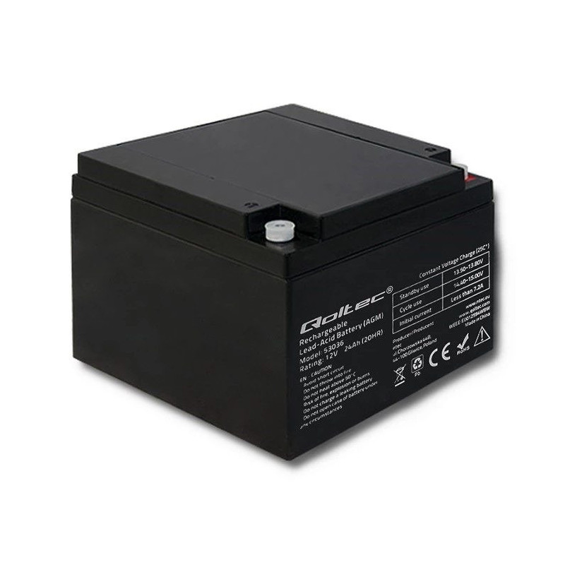 Qoltec 53036 AGM akumulators , 12V , 24Ah , max 360A