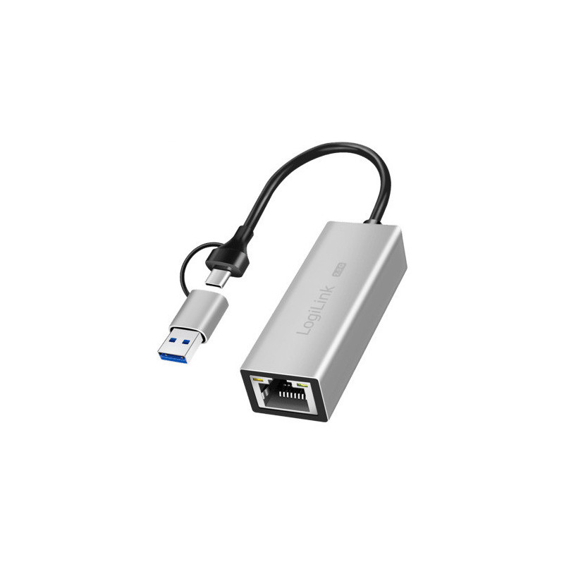 LogiLink USB-A / -C to 2.5G Ethernet network adapter Gray