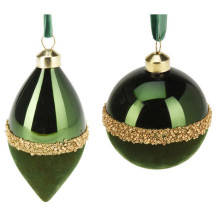 ORNAMENT GLASS 8CM GREEN VELVET ORNAMENT GLASS 8CM GREEN VELVET