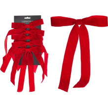 Christmas Tree toy Bow, red, poliester, 5 pcs