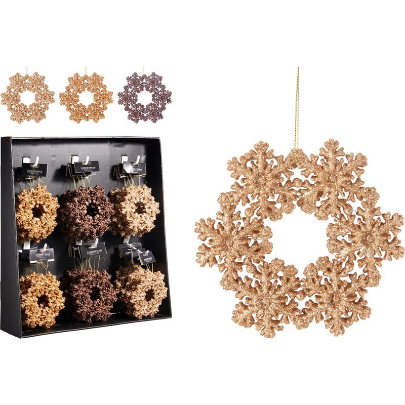 Christmas Tree toy Snowflake, brown / gold