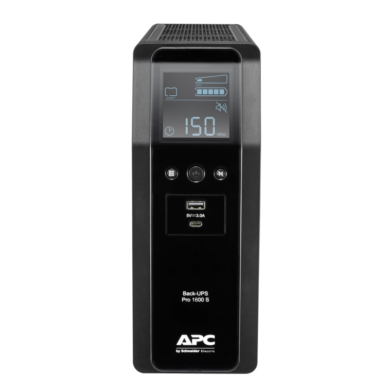APC Back-UPS Pro 1600VA / 960W tornis, 230V, 8x IEC C13, sinusoida, AVR, USB A+C, LCD, nomaināms akumulators