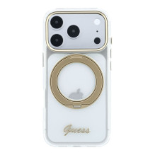 Guess Apple iPhone 18 Pro HC MagSafe IML Ring Stand 360 Script Metal Logo Transparent