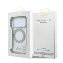 Guess Apple iPhone 18 Pro HC MagSafe IML Ring Stand 360 Script Metal Logo Transparent
