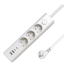 MicroConnect 3-vietu USB Schuko pagarinātājs 1.5M balts 3 AC kontaktligzdas 230V