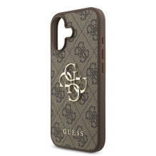 Dėklas Guess PU 4G Metal Logo Apple iPhone 17 rudas