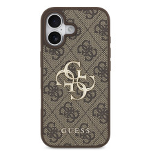 Dėklas Guess PU 4G Metal Logo Apple iPhone 17 rudas