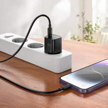 Įkroviklis Hoco N66 35W GaN USB-C / USB-A + USB-C į Lightning kabelis 1.0m baltas