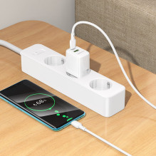 Įkroviklis Borofone BN29 30W USB-C / USB-A + USB-C į USB-C kabelis 1.0m baltas
