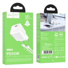 Įkroviklis Hoco N66 35W GaN USB-C / USB-A + USB-C į Lightning kabelis 1.0m baltas