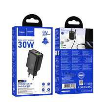 Įkroviklis Hoco N63 30W GaN USB-C / USB-A juodas