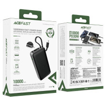 External battery Power Bank Acefast M7-10000 PD30W With Cable 10000mAh black External battery Power Bank Acefast M7-10000 PD30W With Cable 10000mAh black