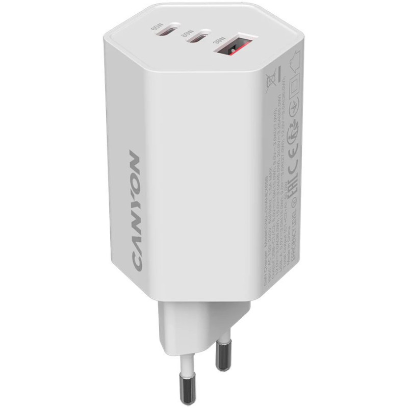 CANYON HEXAGON 65 GaN charger 65W 2xPD 1xQC EU white CND-CHAHEX65W