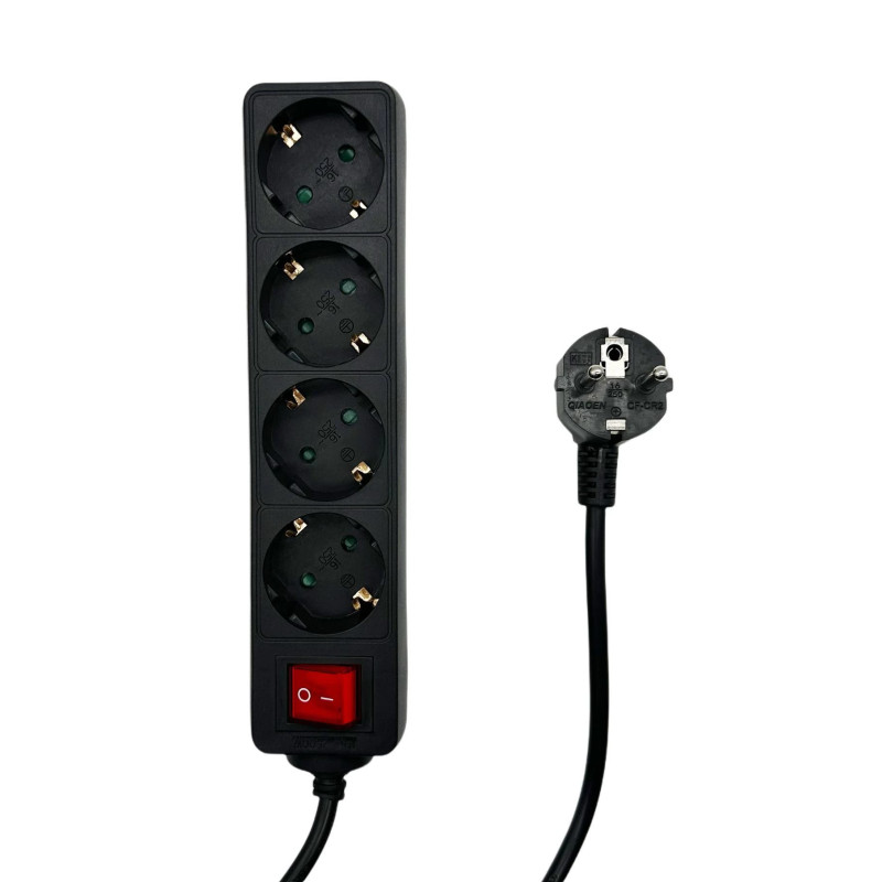 Microconnect MC-GRU0045BS extension cord 5 m 4 sockets Indoor Black