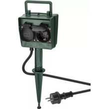Goobay 55943 2m 2 socket outdoor extension cord black green