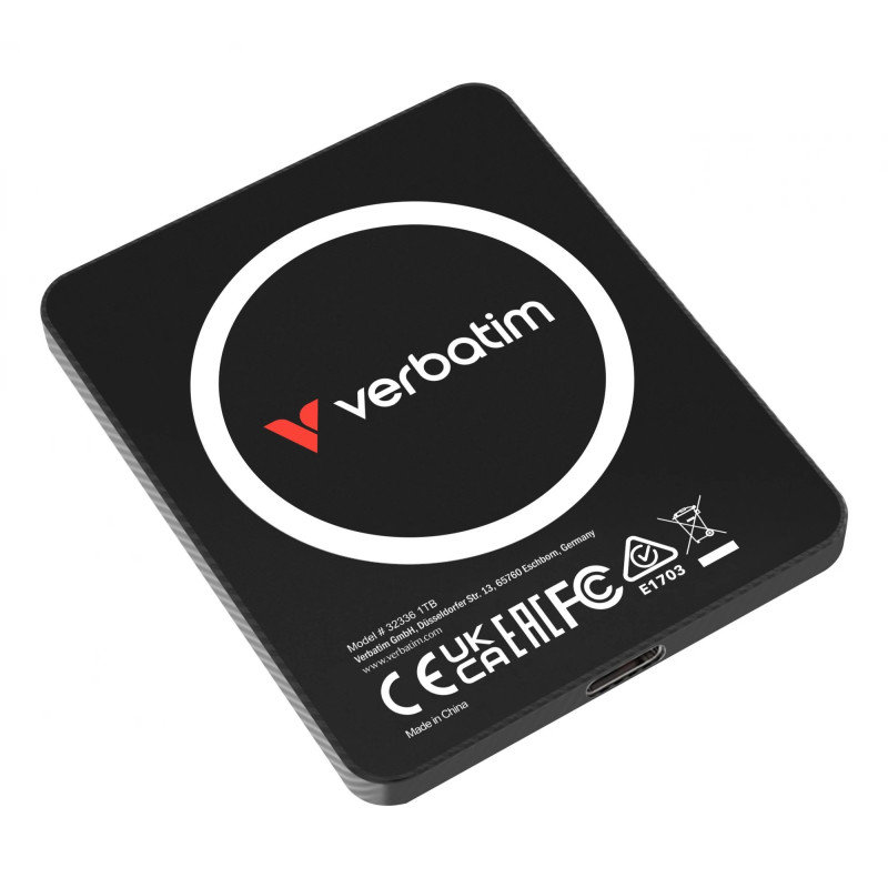 Verbatim SnapBack Ultra Slim SSD 1TB USB Type-C USB 3.2 Gen 2x2 Melns