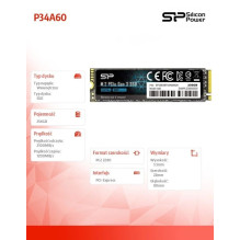 M.2 NVMe SSD Silicon Power P34A60 256GB — PCIe Gen3x4, 2200 / 1600 MB / s, M.2 2280