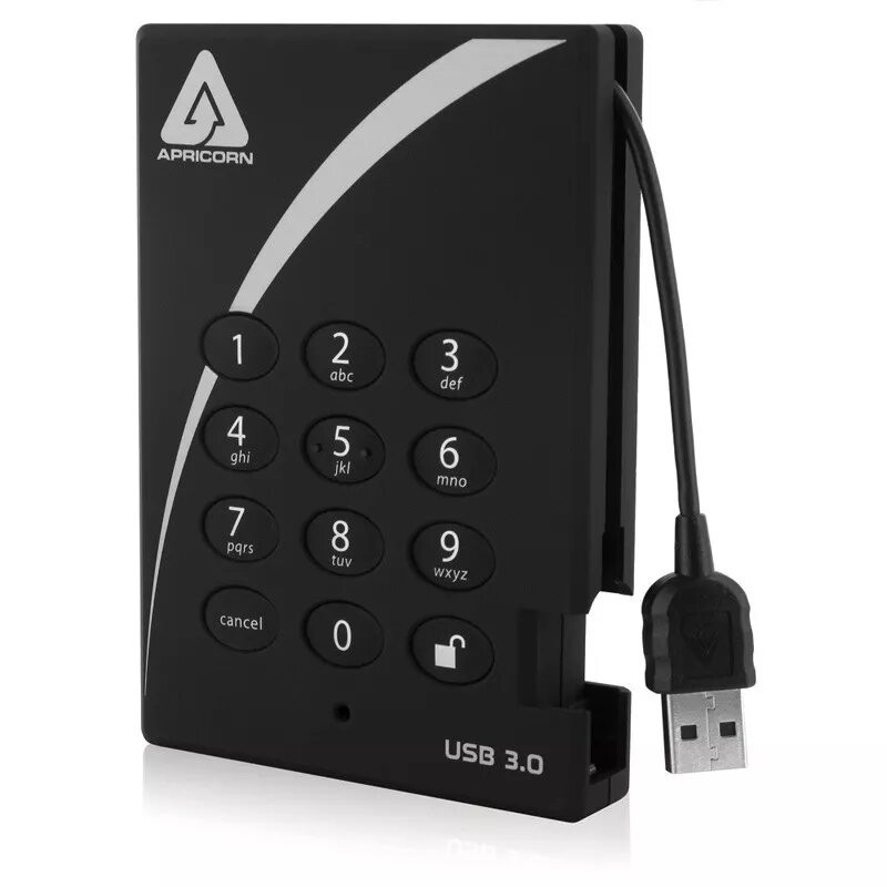 Ārējais cietais disks Apricorn 2TB USB 3.2 Gen 1 Aegis Padlock