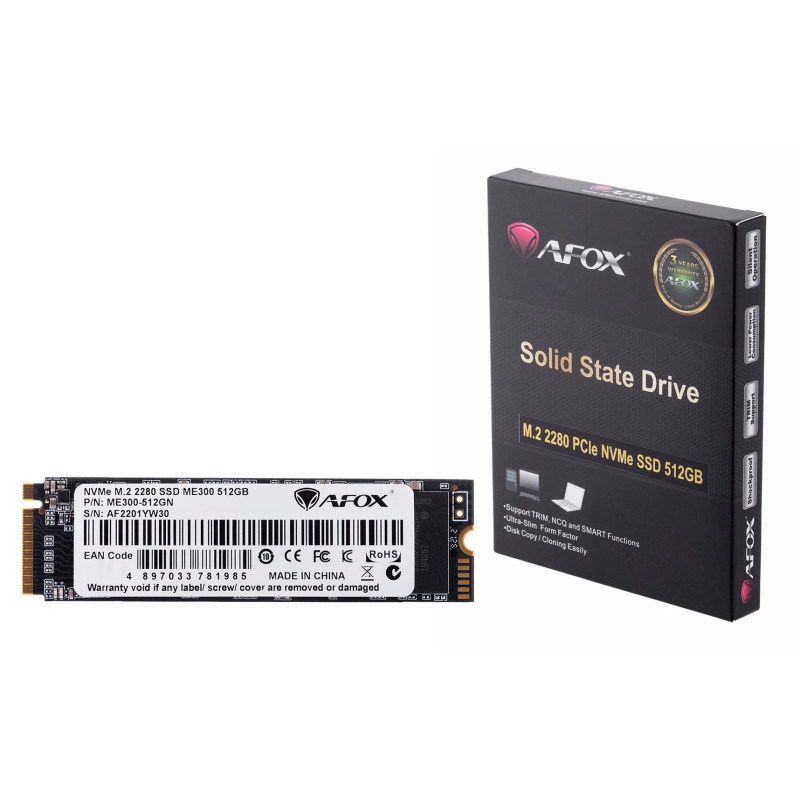 SSD M.2 AFOX ME300-512GN 512 GB PCIe NVMe TLC, skaitymas 2000 MB/s, rašymas 1600 MB/s