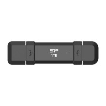 USB zibatmiņa Silicon Power DS72 1 TB, USB 3.2 Gen 2 Type-A / Type-C, alumīnija-gumijas korpuss, melna
