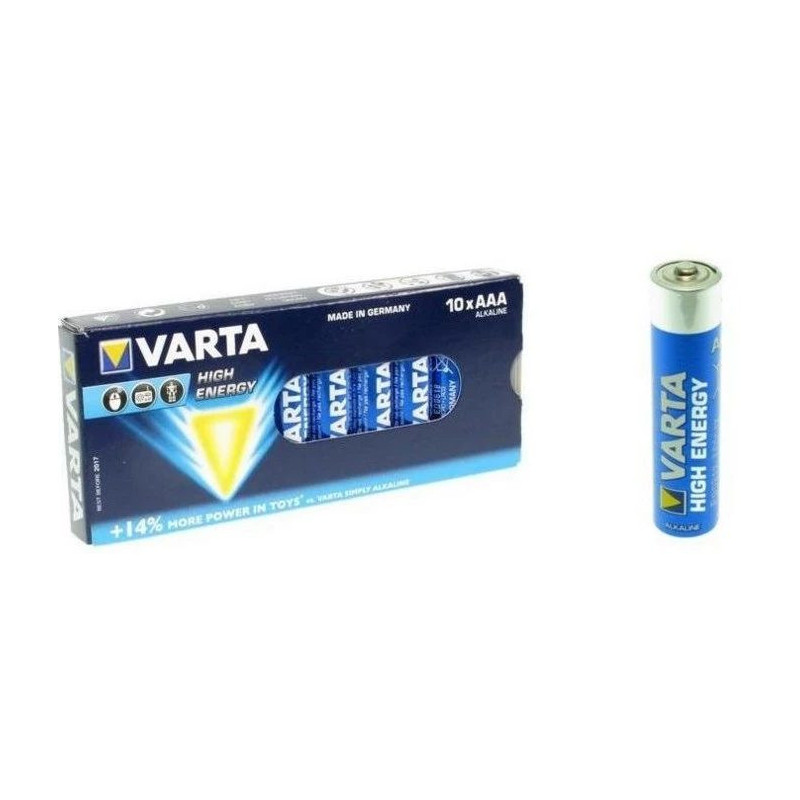 Varta Didelės energijos – AAA šarminė baterija 1100 mAh – 10 vnt. pakuotė (4903)
