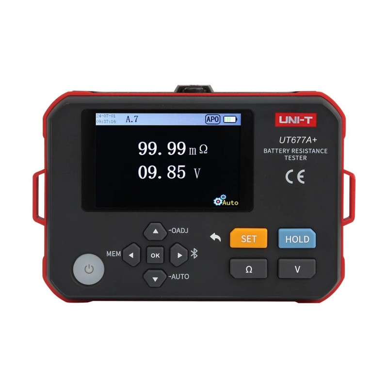 UNI-T UT677A+ Akumulatora iekšējās pretestības mērītājs ar 3.5 inch TFT LCD, USB, 1000 grupu atmiņu