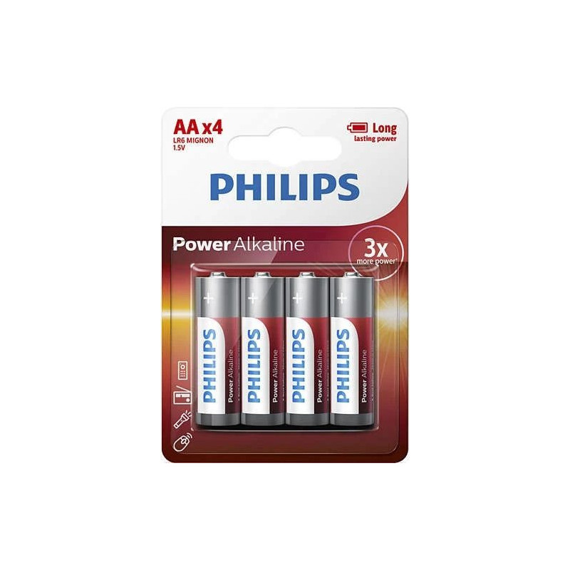 Philips Power Alkaline baterija LR6P4B / 10 (AA, 1.5 V, 4 gab.)