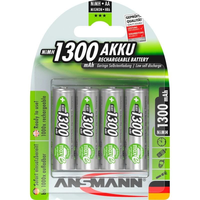 Ansmann AA uzlādējama baterija (NiMH, 1,2 V, 4 gab.)
