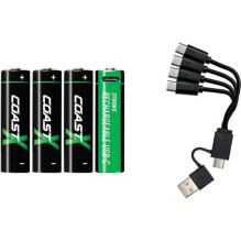 Coast produktai 1x4 Coast „Zithion-X Mignon AA“ baterija su USB-C įkrovikliu (100047534)