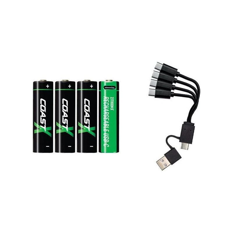 Coast produktai 1x4 Coast „Zithion-X Mignon AA“ baterija su USB-C įkrovikliu (100047534)
