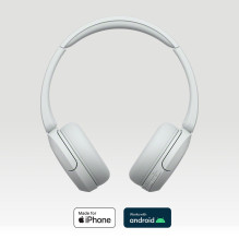 „Sony WH-CH520“ belaidės ausinės su galvos lankeliu, skambučiams / muzikai, USB, C tipo, „Bluetooth“, baltos